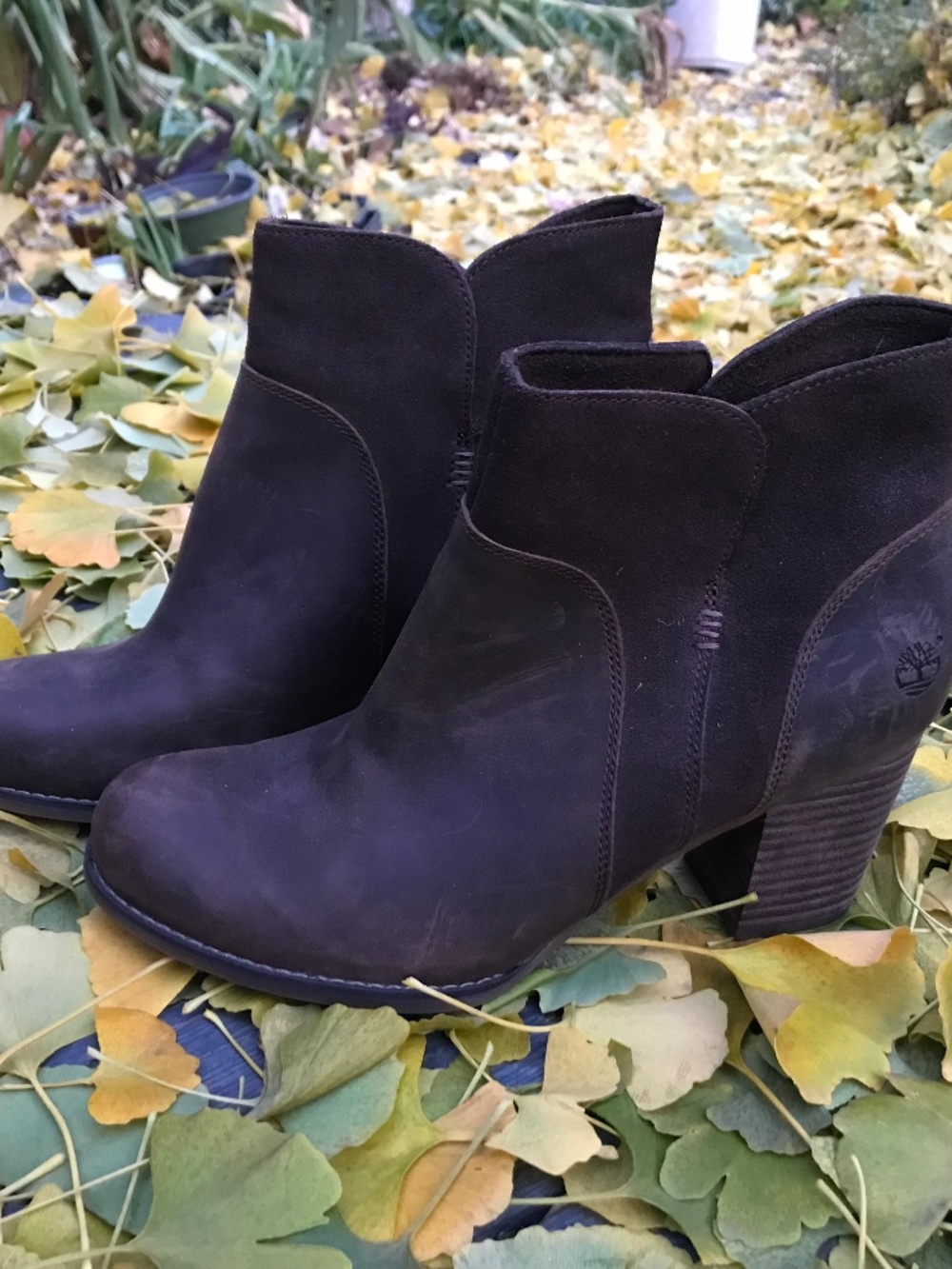 Timberland Rudston brown leather & suede block heel ankle boots sz 9